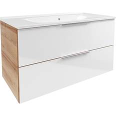 Waschbecken & Handwaschbecken Fackelmann Waschbecken Unterschrank 'B.Brillant' Asteiche/weiß 100
