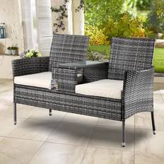 2-Seater Polyrattan 143x55x88 cm Grey