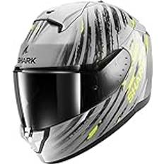 Silver Motorcycle Helmets Shark Ridill Assya Helmet, black-grey-yellow, for Men