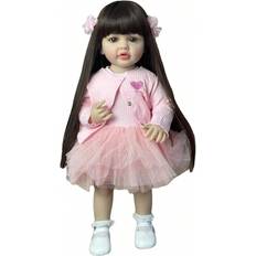 Shein 55cm 22inch Reborn Baby Girl Can Stand Doll Lifelike Full Soft Silicone Body Doll Newborn Princess Toddler Bebe Lovely Birthday Gift