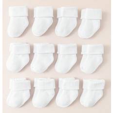 6-9M Strumpor Shein 12pairs Toddler Baby Boys' Girls' Thick Warm Cushioned Socks In White, Basic Style