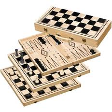 Philos 2519 Schach-Backgammon-Dame-Set, Holz, Feld 50 mm, mit Tragegriff