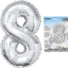 Foil Balloons Unique Party 8 Silver Giant Numeral Balloon