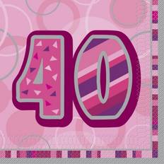 Babies Paper Napkins Unique Party Pink Glitz 40th Birthday Napkins Pack Of 16