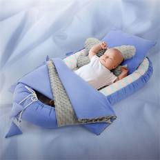 Nids pour bébé Joyz Nid de Bébé 5 Pièces, Baleine Minky Bleu, 90x50 cm, en Coton, Couverture