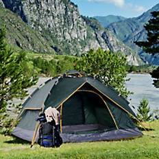 OutSunny Tents OutSunny Camping Tent, 210Wx210Lx140H cm-Dark Green