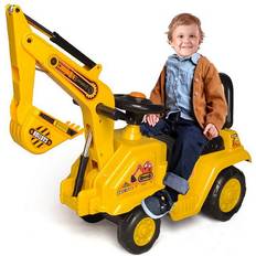 Quickdraw Childrens Large Excavator Yellow Ride on Digger Toy