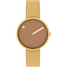Ure Picto 34 MM Cappuccino Brown Matt Gold Mesh Band
