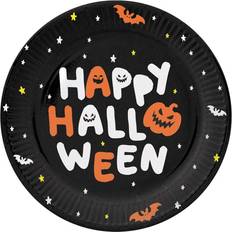 Cirkel Wegwerpborden Folat Halloween thema feest bord 6x pompoen print papier D23 cm