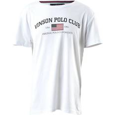 Escote en V Camisetas Vinson Polo Club Henley Junior Camiseta de Manga Corta - White