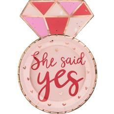 Diamantring PartyDeco Papperstallrikar Diamantring She Said Yes 6-pack