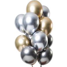 Grijs Latex ballonnen Folat Ballonnen set onyx mix mirror chrome 12stk