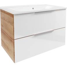 Waschbecken & Handwaschbecken Fackelmann Waschbecken Unterschrank 'B.Brillant' Asteiche/weiß