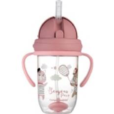 Rosa Becher Canpol babies Bonjour Paris Cup Tasse mit Strohhalm Pink 270 ml