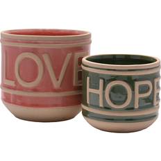 Pots, Plants & Cultivation Country Living Country Set of 2 Ceramic Planters Love & Hope