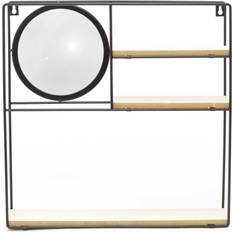 Natural Shelving Systems 3 Tier Wooden Shelves With Mirror Black Shelving System 40x40cm