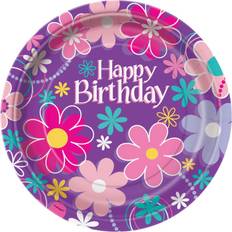 Lilla Engangstallerkner Unique Party Paptallerkener Happy Birthday Lilla 8-stk