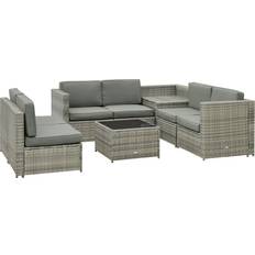 OutSunny 8-tlg. Polyrattan Gartengarnitur Lounge-Set