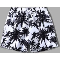 Steel Swimwear Shein Manfinity Men Coconut Tree Print Drawstring Waist Swim Trunks Graphic Pool Shorts For Beach Vacation