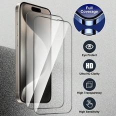 Shein 2pcs High-definition Full-screen Tempered Glass Protector, Anti-fingerprint, Water-resistant, Scratch-resistant, Sensitive Touch, 9h Hardness