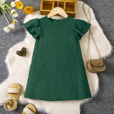 Green Dresses Shein Young Girl Swiss Dot Butterfly Sleeve Dress