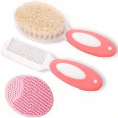 Plast Hårvård Shein Baby Shampoo And Bath Brush Set Including Soft Brush, Hair Comb And Silicone Bath Brush