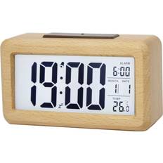 Alarm Clocks Wooden Digital Alarm Clock, Large LED Display, 12/24 Hours Display,Smart Sensor Night Light,Date,Snooze and Temperature, Battery Operated,Bedside Alarm Clock for Bedroom, Desk Alarm Clock for Office