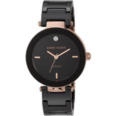 Anne Klein Anne Klein New York Damklocka svart urtavla svart färgad rem Svart/roséguld, AK/1018RGBK