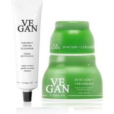 Vegan Happy Skin Avocado & Ceramides Moisturiser 50Ml + Avocado Eye Cream Coconut Cream Cleanser