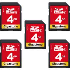 Gigastone SD-kort 4 GB 5-pack, höghastighet 4 GB SD-kort Full HD-videominneskort, kompatibel med Canon Nikon Sony Pentax Kodak Olympus Panasonic digitalkamera, UHS-I SDHC