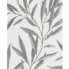 Wallpapers Marburg Galerie Avalon Grey Large Leaf Trail Embossed Wallpaper
