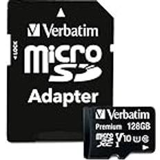 Verbatim Premium Micro SDXC Speicherkarte mit Adapter, 128 GB, Datenspeicher für Foto- und Video-Aufnahmen, Micro SD Karte in schwarz, ideal für Handy, Kamera oder Tablet