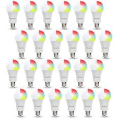 Energizer 60-Watt A19 Smart Wi-Fi Multi-Color and Single White 4000k LED Light Bulb 24-Pack