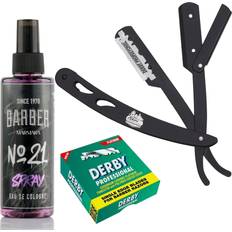 The Shave Factory Straight Edge Razor Kit Straight Edge Razor with Single Edge Razor Straight Razor Black Barber No21 50ml Cologne 100 Derby Professional Single Edge Razor Blades