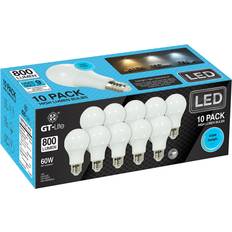 GT-Lite A19 LED Light Bulbs 10 Pack 60W Equivalent 5000K Daylight 800 Lumen 9-watt LED Bulbs