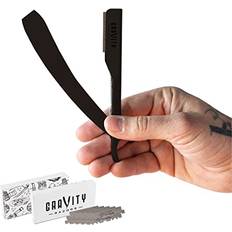 Barber Straight Razor Stainless Steel Straight Razor Kit with 10 Derby Premium Blades Matte Black