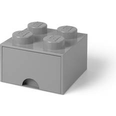 LEGO Brick Drawer 4 Knobs Stackable Storage Box Stone Grey