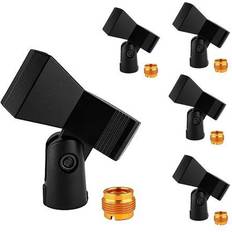 Cheap Microphone Stands 5 Core Universal Microphone Clip Holder Durable Mic Clip with Nut Adapters/8' to 3/8' Pack, Black- MC 04 5PCS