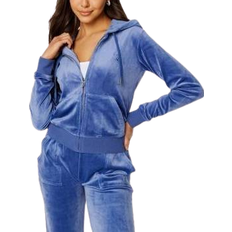 Juicy Couture Dame Gensere Juicy Couture Robertson Classic Velour Hoodie - Grey/Blue