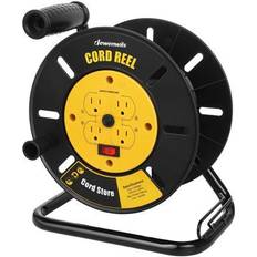 Cable Reels Dewenwils Extension Cord Reel with 4-Grounded Outlets, Hand Wind Retractable