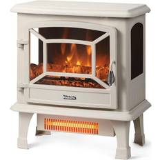 Turbro Suburbs 20" Electric Fireplace Infrared Quartz Heater, Crackling Sound with Realistic Dancing Flame Effect, 1400W, Ivory"