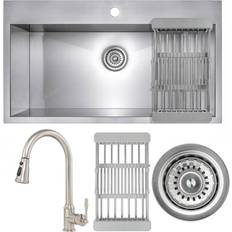 Drainboard Sinks AKDY All-in-One Drop-in Stainless Steel 1-Hole Single