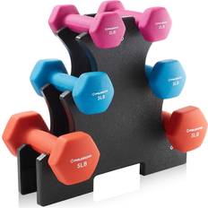 Dumbbells Philosophy Gym Philosophy Gym Neoprene Dumbbell Hand Weights with Stand, 20 lbs 2 lb, 3 lb, 5 lb Pairs