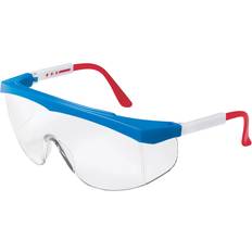 White Eye Protections MCR Safety SS130 Stratos Glasses, Red/White/Blue Frame, Clear Lens