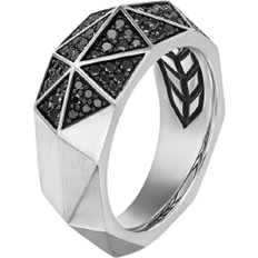 Men - Signet Rings David Yurman Torqued Faceted Signet Ring - Silver/Diamonds