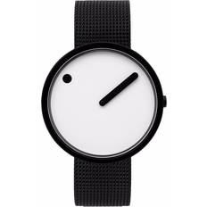 CR2025 - Unisex Wrist Watches Picto 43379-1020 Black Medium with White Black Mesh Band