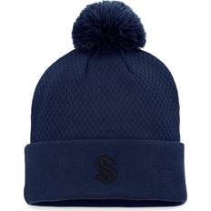 Beanies Fanatics Women's Branded Deep Sea Blue Seattle Kraken Authentic Pro Road Cuffed Knit Hat with Pom