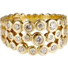 Dower & Hall 18k Gold Diamond Triple Row Dotty Ring 1.00CT