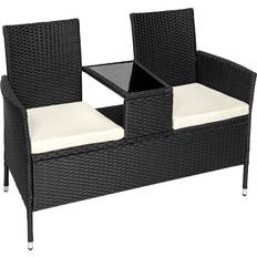 Black Outdoor Stools tectake Garden Bench with Table 2-Seater