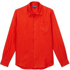 Lino Camisas Vilebrequin Linen Solid Classic Fit Shirt - Red